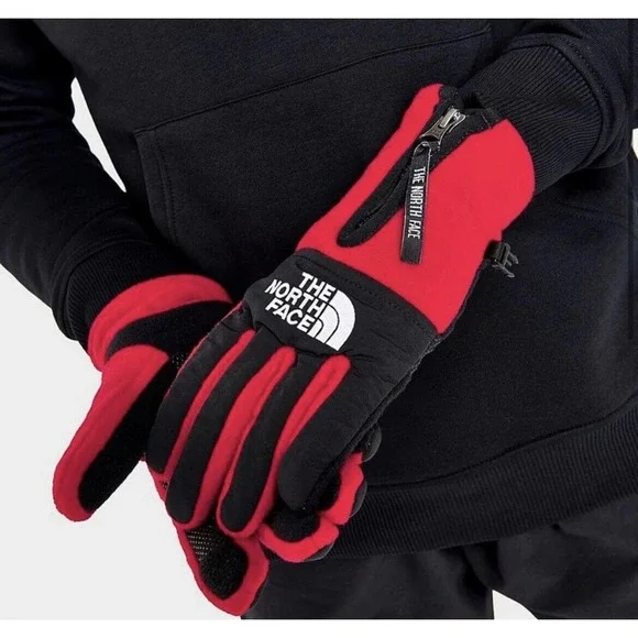 The Northface Denali ETIP Gloves Size Large Red/Black - Picture 1 of 3